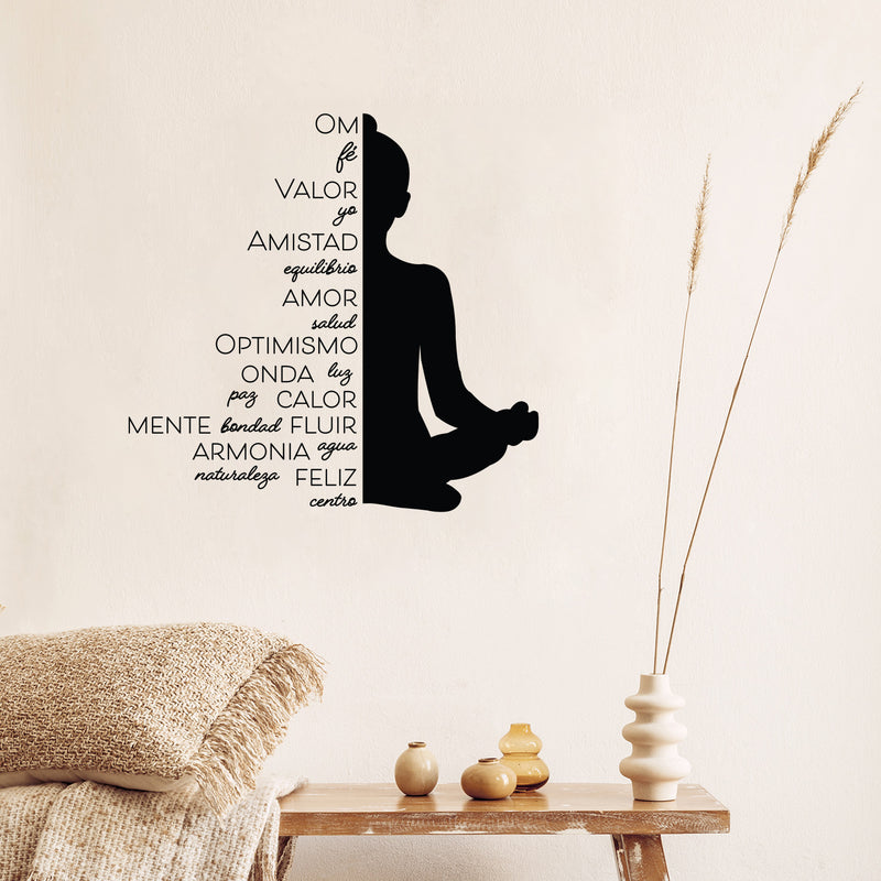 Vinyl Wall Art Decal - Mente De Yoga - Yoga Mind - 20" x 20.5" - Trendy Motivational Quote Sticker For Home Office Meditation Room Bedroom Yoga Center Fitness Decor 3