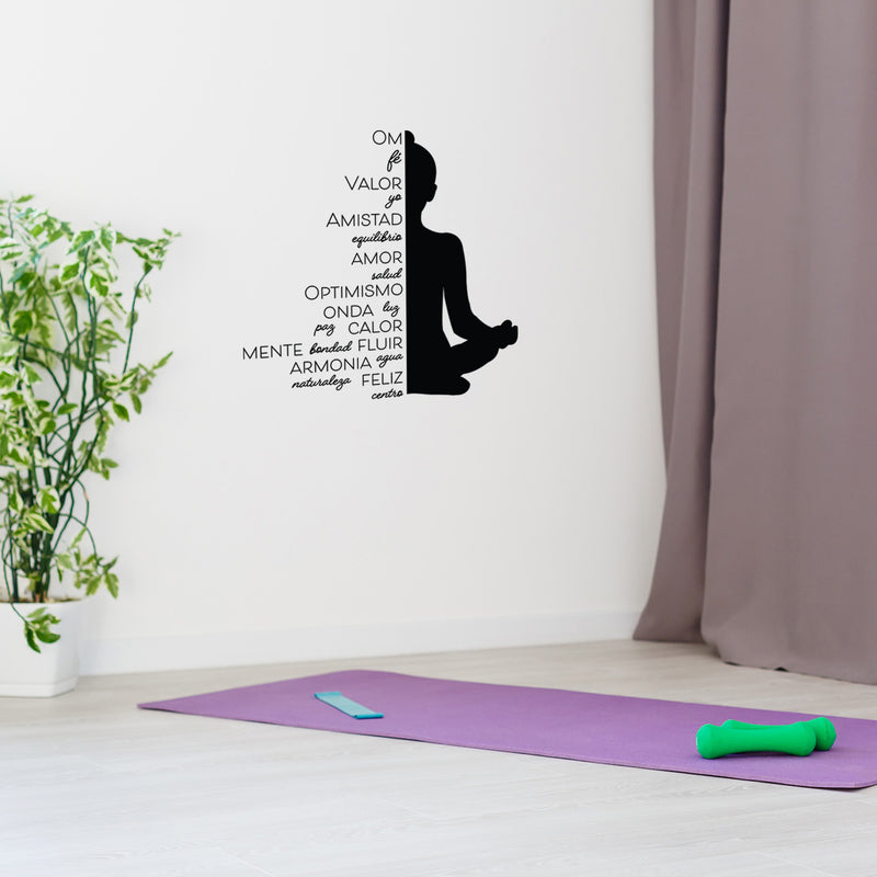 Vinyl Wall Art Decal - Mente De Yoga - Yoga Mind - 20" x 20.5" - Trendy Motivational Quote Sticker For Home Office Meditation Room Bedroom Yoga Center Fitness Decor 2