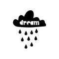 Vinyl Wall Art Decal - Dream Rain - Trendy Inspirational Cute Cloud Design Sticker For Children Bedroom Home Baby Nursery Daycare Kids Room Decor 1