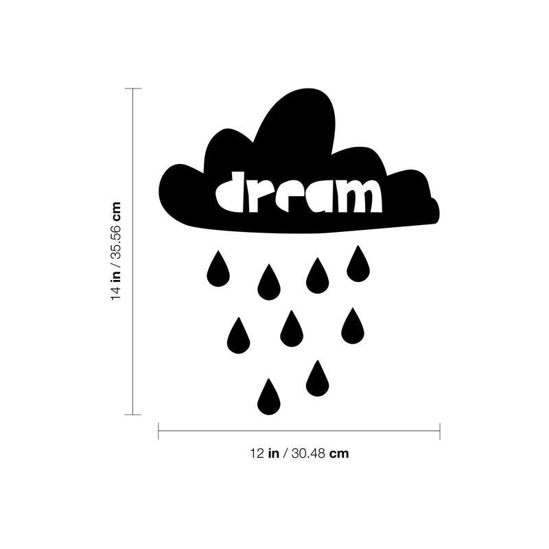 Vinyl Wall Art Decal - Dream Rain - Trendy Inspirational Cute Cloud Design Sticker For Children Bedroom Home Baby Nursery Daycare Kids Room Decor 4