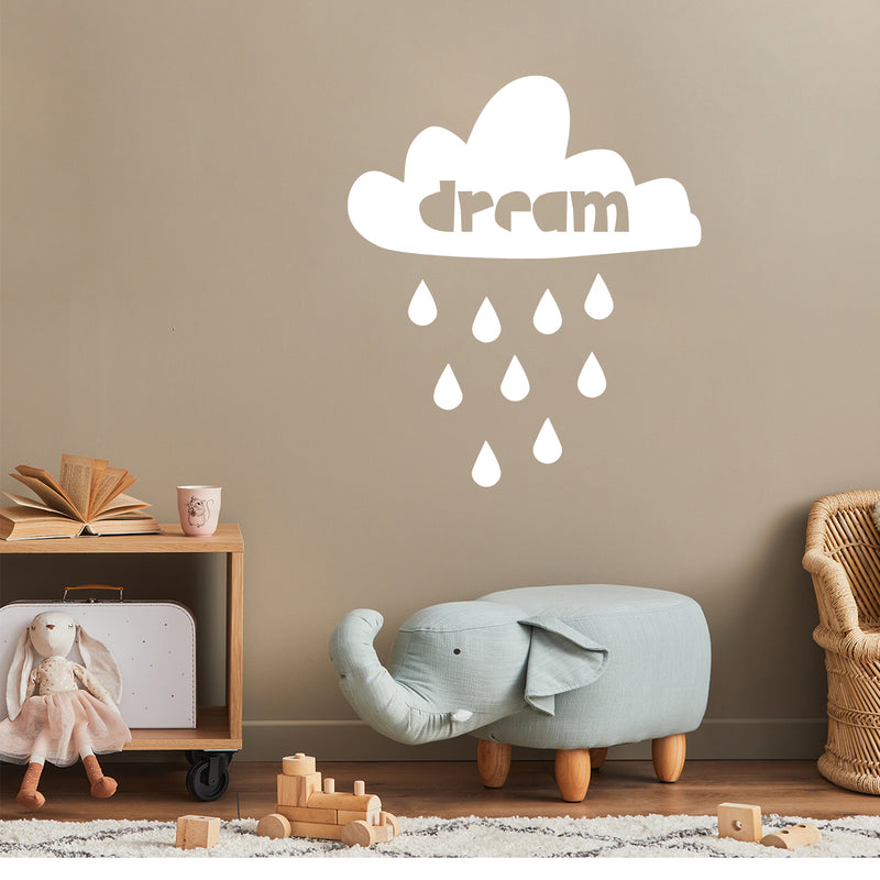 Vinyl Wall Art Decal - Dream Rain - 12" x 14" - Trendy Inspirational Cute Cloud Design Sticker For Children Bedroom Home Baby Nursery Daycare Kids Room Decor 3