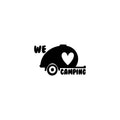 Vinyl Wall Art Decal - We Love Camping - Modern Quote Caravan Heart Design Sticker For Bumper Truck Car Window Kids In Family Minivan Cars Mirror Decor 1