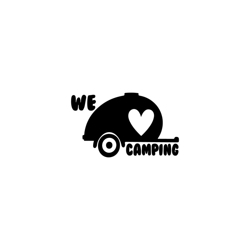 Vinyl Wall Art Decal - We Love Camping - Modern Quote Caravan Heart Design Sticker For Bumper Truck Car Window Kids In Family Minivan Cars Mirror Decor 1