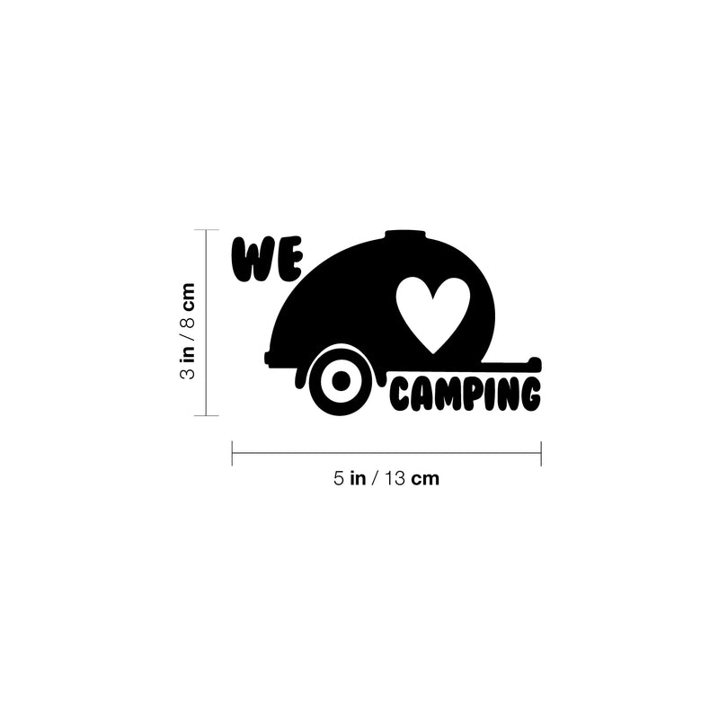 Vinyl Wall Art Decal - We Love Camping - Modern Quote Caravan Heart Design Sticker For Bumper Truck Car Window Kids In Family Minivan Cars Mirror Decor 4