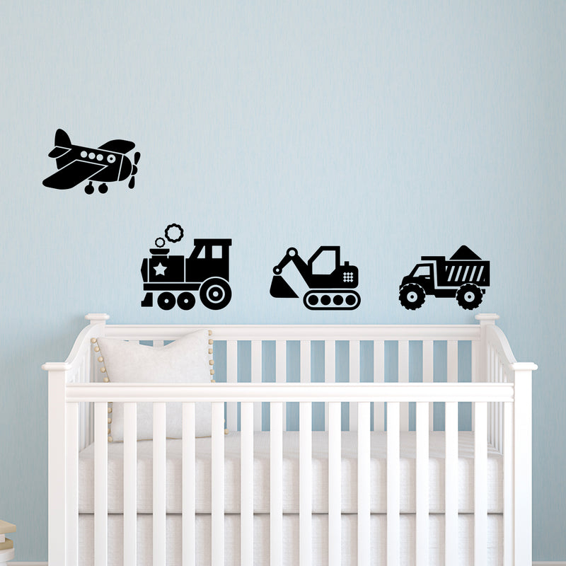 Set Of 4 Vinyl Wall Art Decal - Transportation - 18. - Modern Inspirational Cute Design Sticker For Children Bedroom Home Baby Nursery Daycare Kids Room Decor 2