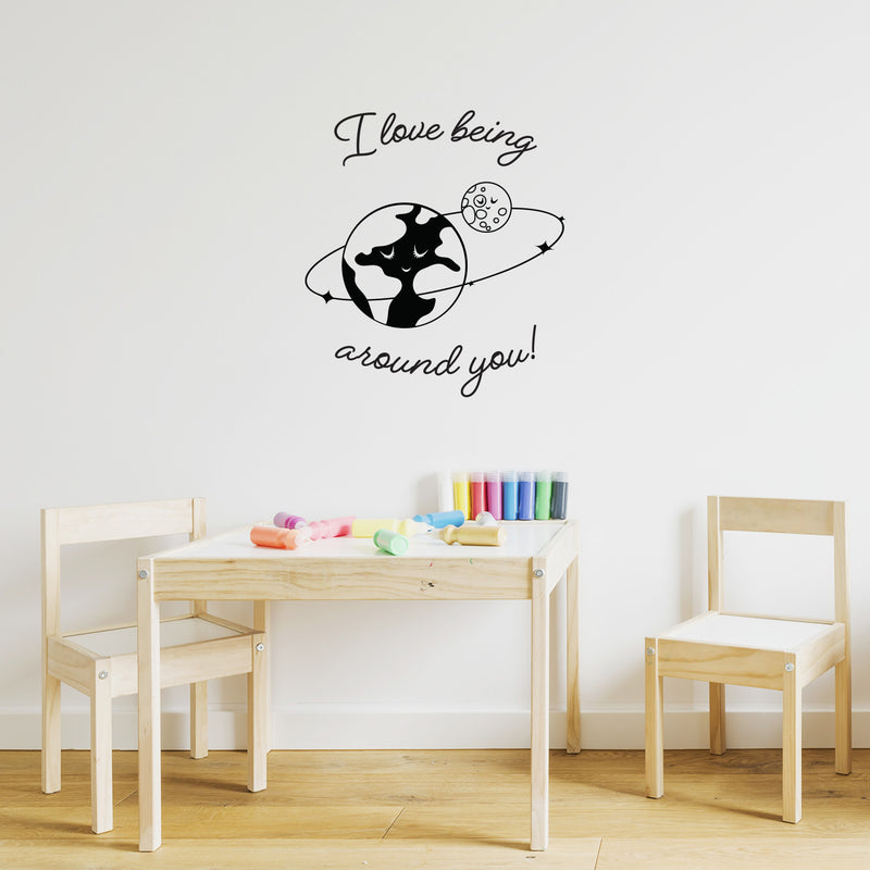 Vinyl Wall Art Decal - I Love Being Around You - 20" x 18" - Trendy Inspirational Cute Design Sticker For Children Bedroom Home Baby Nursery Daycare Kids Room Decor 1