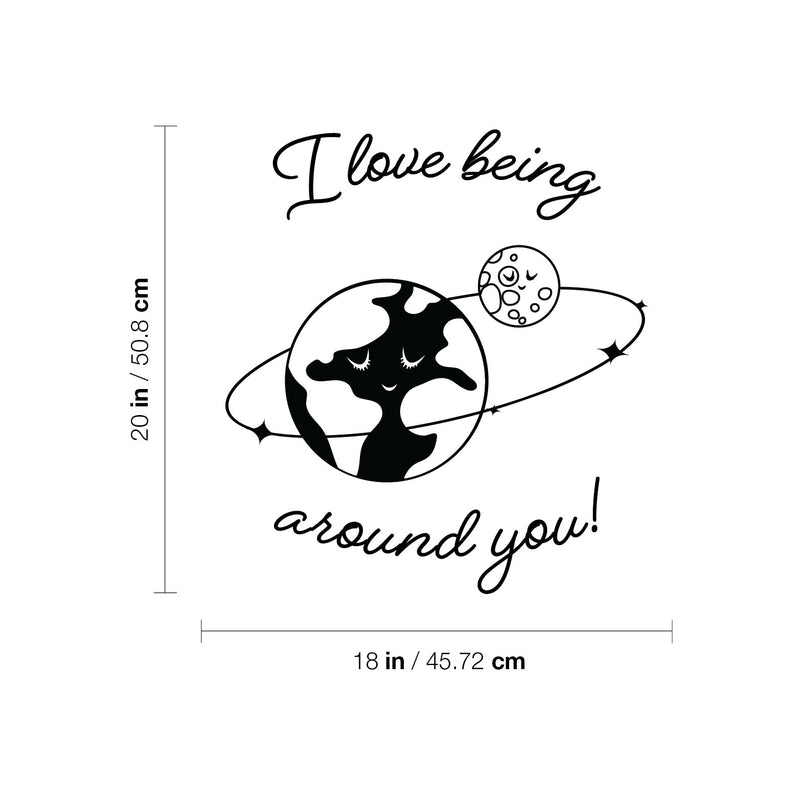 Vinyl Wall Art Decal - I Love Being Around You - 20" x 18" - Trendy Inspirational Cute Design Sticker For Children Bedroom Home Baby Nursery Daycare Kids Room Decor 4
