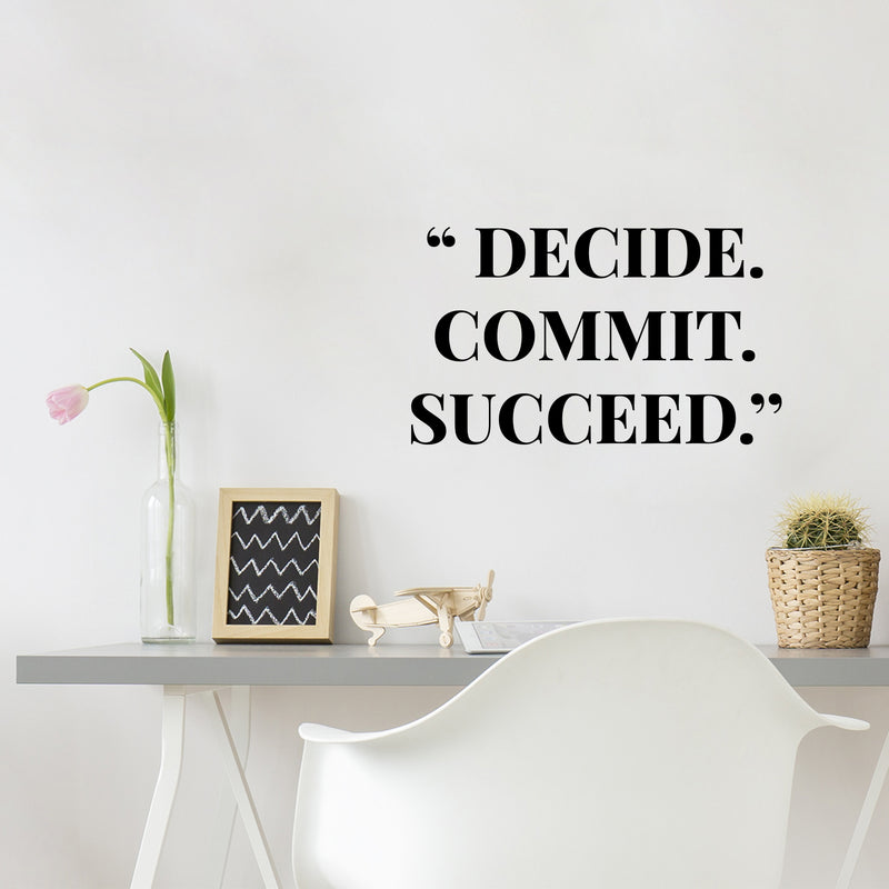 Vinyl Wall Art Decal - Decide Commit Succeed - Determination Modern Gym Fitness Lifestyle Peel And Stick Wall Decals - Waterproof Unisex Home Living Room Office Sticker Decor 3