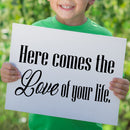 Vinyl Wall Art Decal - Here Comes The Love Of Your Life - 8" x 14" - Trendy Lovel Inspirational Weddings Quote Sticker For Baby's Nursery Playroom Daycare Wedding Entrance Decor 3