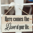 Vinyl Wall Art Decal - Here Comes The Love Of Your Life - 8" x 14" - Trendy Lovel Inspirational Weddings Quote Sticker For Baby's Nursery Playroom Daycare Wedding Entrance Decor 2