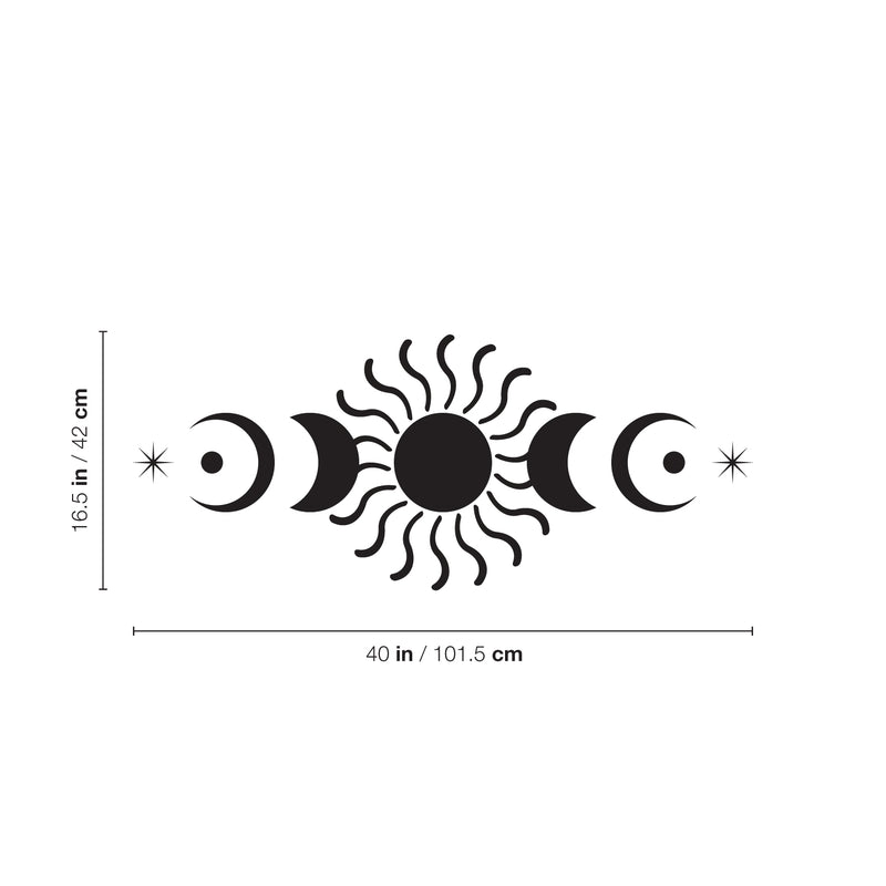 Vinyl Wall Art Decal - Moon Phases - 40" x 16.5" - Stars Icon Full Moon Eclipse Goth Design Inspirational Sticker For Bedroom Home Office Living Room Decor 4