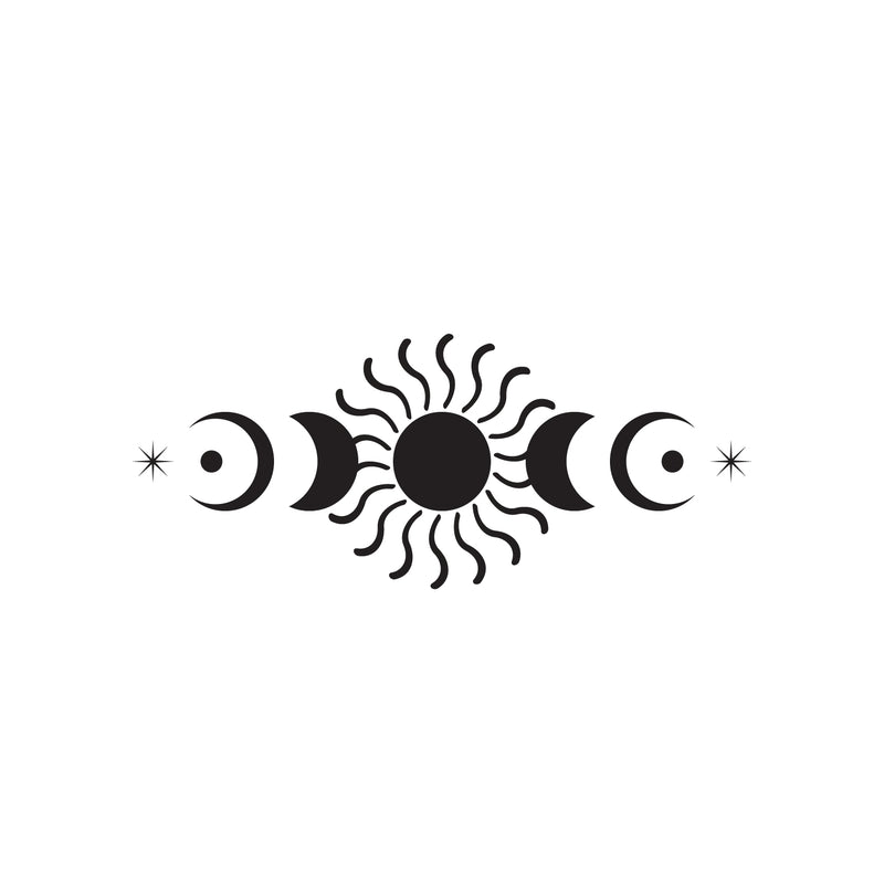 Vinyl Wall Art Decal - Moon Phases - 40" x 16.5" - Stars Icon Full Moon Eclipse Goth Design Inspirational Sticker For Bedroom Home Office Living Room Decor 1