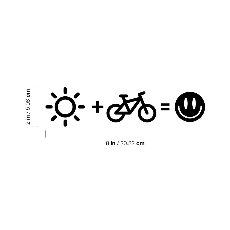 Vinyl Wall Art Decal - Sun Plus Bicycle Equals Happiness - 2" x 8" - Trendy Shapes Stickers For Bedroom Mirror Notebooks Laptops Mugs Thermos Cars Window Bumper Sticker Decor 4