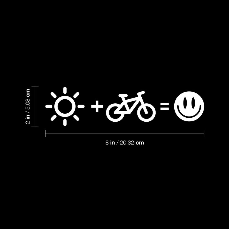 Vinyl Wall Art Decal - Sun Plus Bicycle Equals Happiness - 2" x 8" - Trendy Shapes Stickers For Bedroom Mirror Notebooks Laptops Mugs Thermos Cars Window Bumper Sticker Decor 4