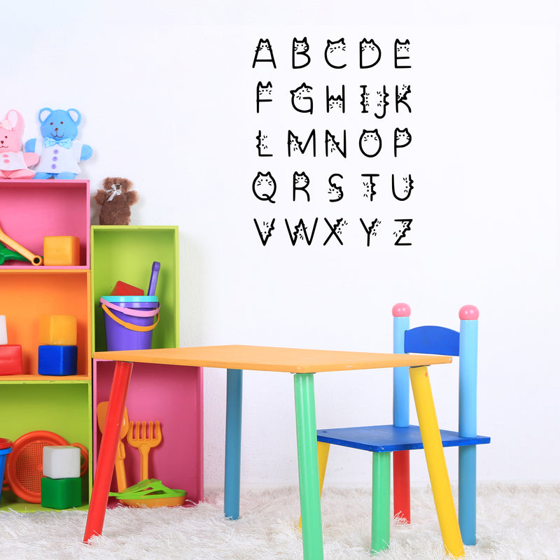 Vinyl Wall Art Decal - Cat Alphabet  - 26" x 20" - Educational Cute Sticker For Bedroom Kids Room Home Classroom Kindergarten Playroom Preschool Decor 2