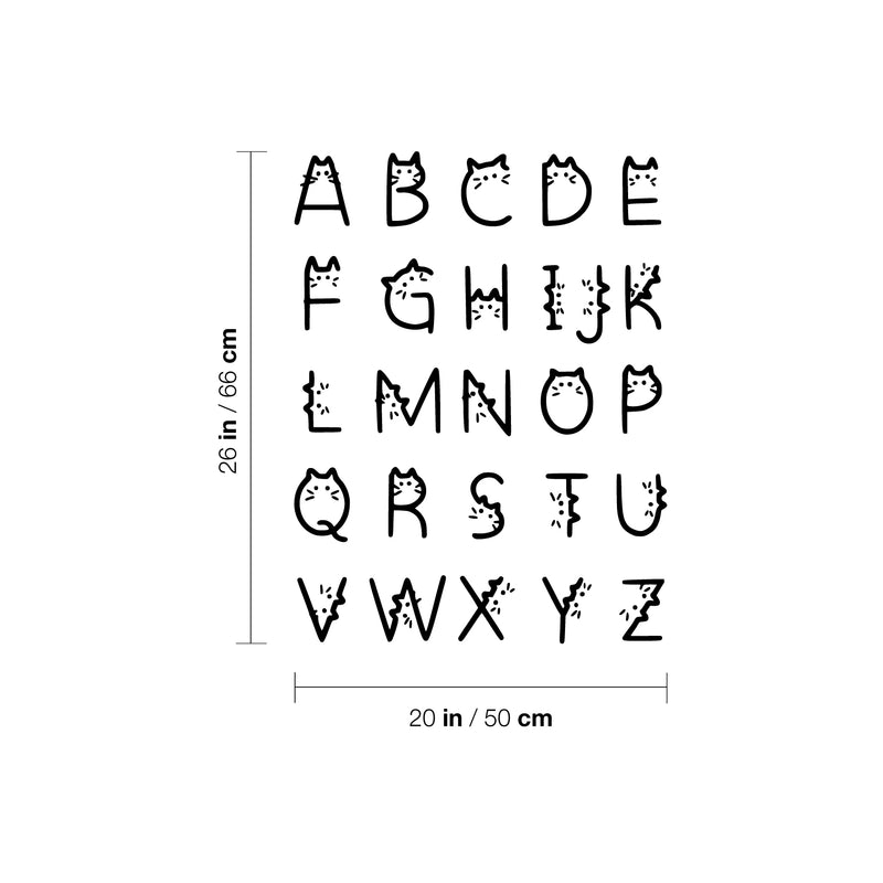 Vinyl Wall Art Decal - Cat Alphabet  - 26" x 20" - Educational Cute Sticker For Bedroom Kids Room Home Classroom Kindergarten Playroom Preschool Decor 4