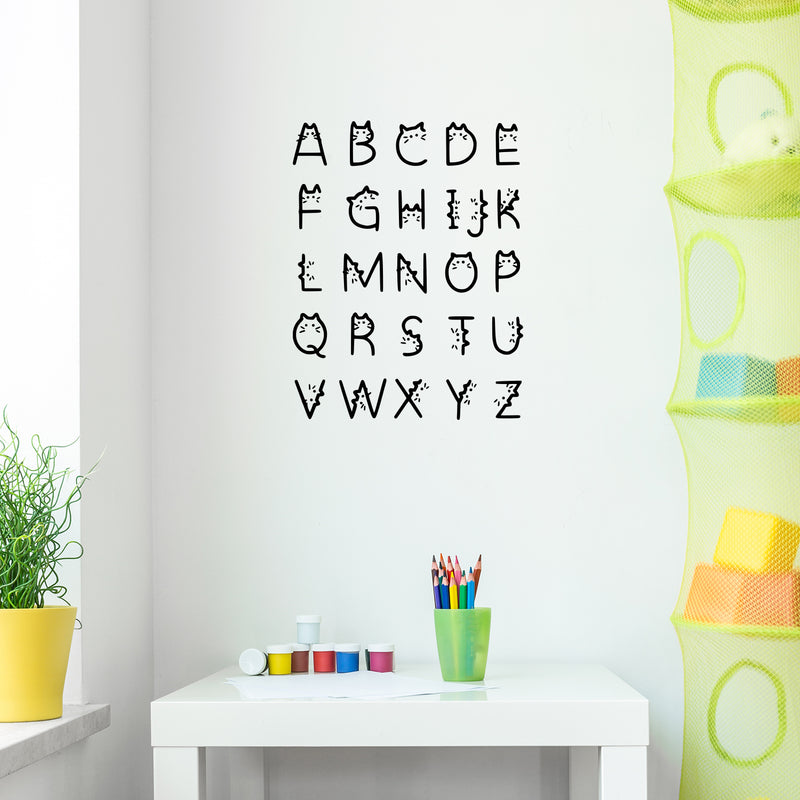 Vinyl Wall Art Decal - Cat Alphabet  - 26" x 20" - Educational Cute Sticker For Bedroom Kids Room Home Classroom Kindergarten Playroom Preschool Decor 3