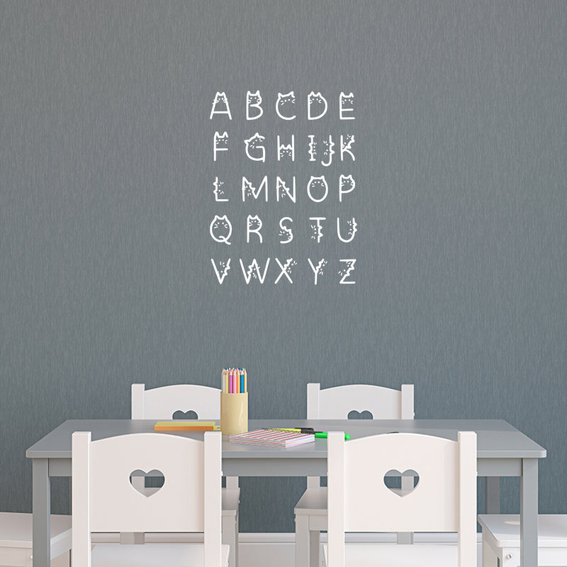 Vinyl Wall Art Decal - Cat Alphabet  - 26" x 20" - Educational Cute Sticker For Bedroom Kids Room Home Classroom Kindergarten Playroom Preschool Decor 3