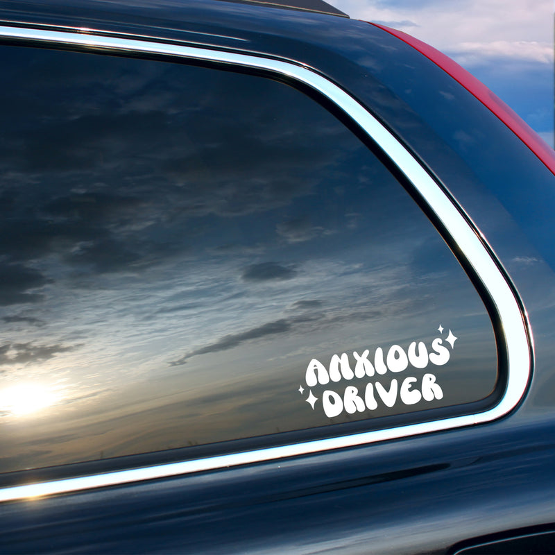 Vinyl Wall Art Decal - Anxious Driver - 3" x 7" - Modern Funny Joke Quote Stars Design Bumper Sticker For Truck Minivan Automotive Window Mirror Decor 3