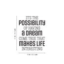 Vinyl Wall Art Decal - It's The Possibility Of Having A Dream Come True - Motivating Positive Quote Sticker For Home Bedroom Living Room Office School Coffee Shop Gym Fitness Decor 4