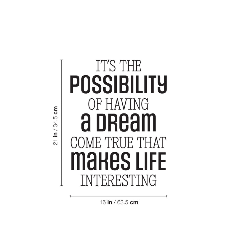 Vinyl Wall Art Decal - It's The Possibility Of Having A Dream Come True - Motivating Positive Quote Sticker For Home Bedroom Living Room Office School Coffee Shop Gym Fitness Decor 4