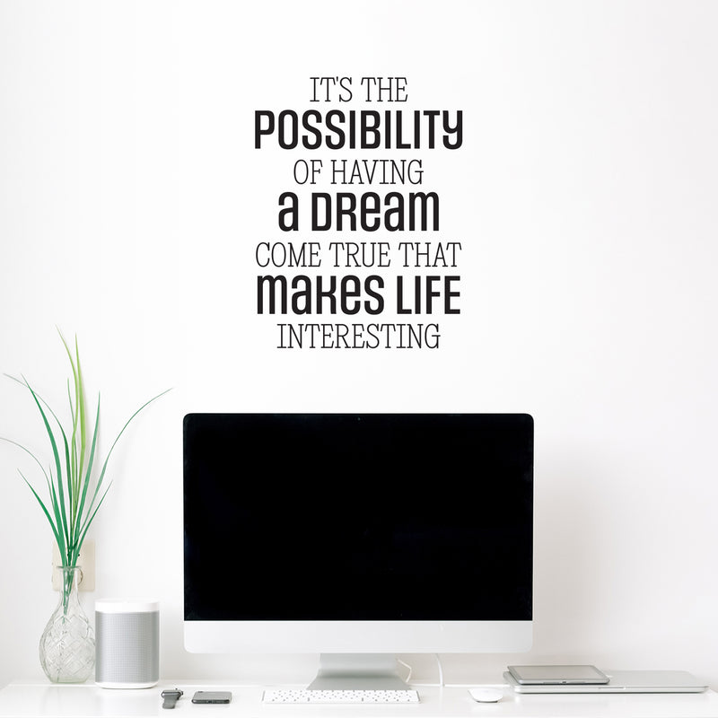 Vinyl Wall Art Decal - It's The Possibility Of Having A Dream Come True - Motivating Positive Quote Sticker For Home Bedroom Living Room Office School Coffee Shop Gym Fitness Decor 2