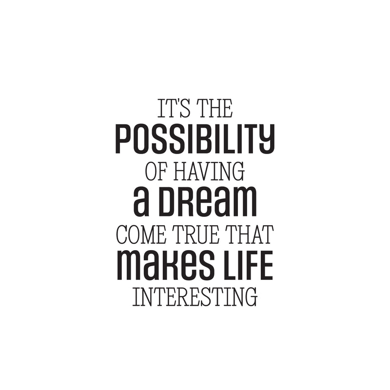 Vinyl Wall Art Decal - It's The Possibility Of Having A Dream Come True - 21" x 16" - Motivating Positive Quote Sticker For Home Bedroom Living Room Office School Coffee Shop Gym Fitness Decor 1