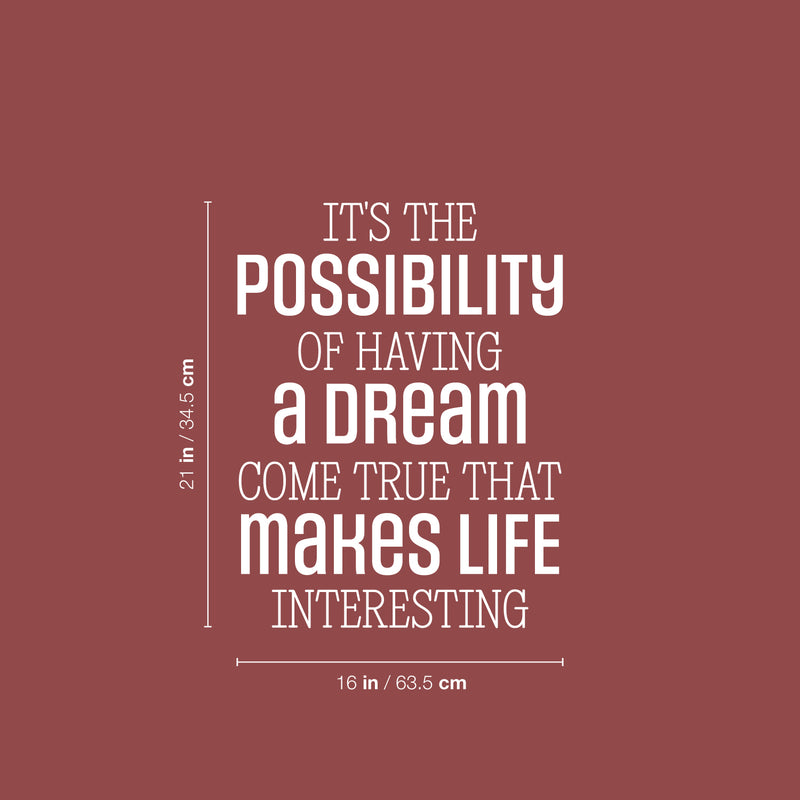 Vinyl Wall Art Decal - It's The Possibility Of Having A Dream Come True - 21" x 16" - Motivating Positive Quote Sticker For Home Bedroom Living Room Office School Coffee Shop Gym Fitness Decor 4