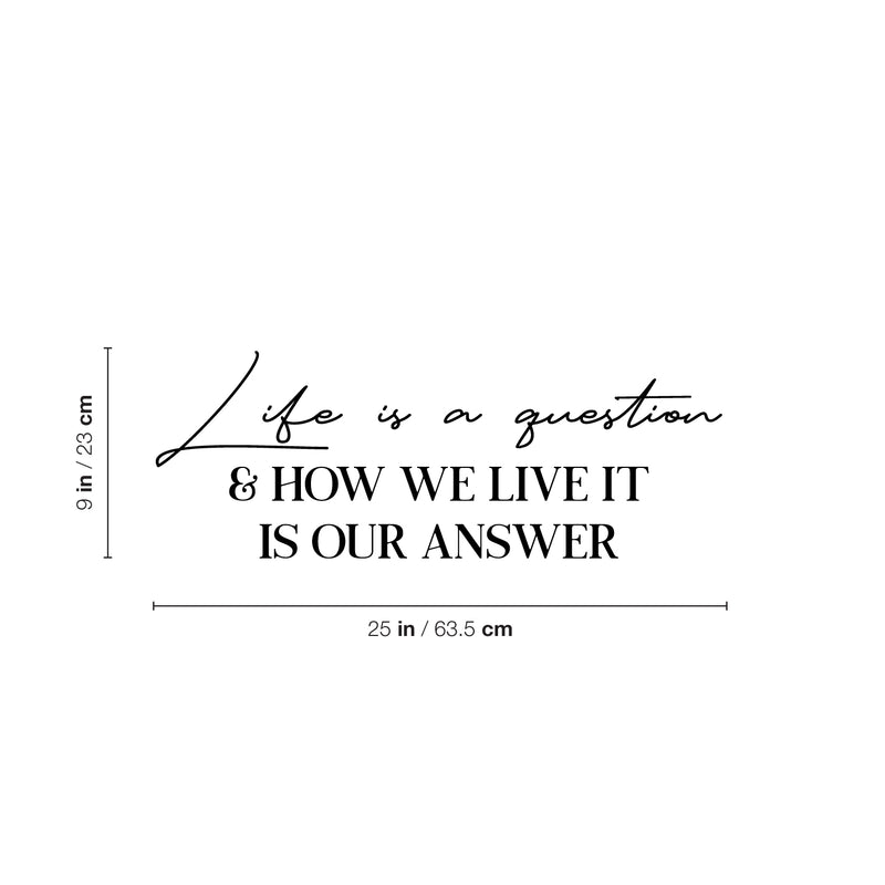 Vinyl Wall Art Decal - Life Is A Question & How We Live It Is Our Answer - 9" x 25" - Optimistic Good Vibes Sticker For Home Bedroom Closet Living Room Office Coffee Shop Decor 4