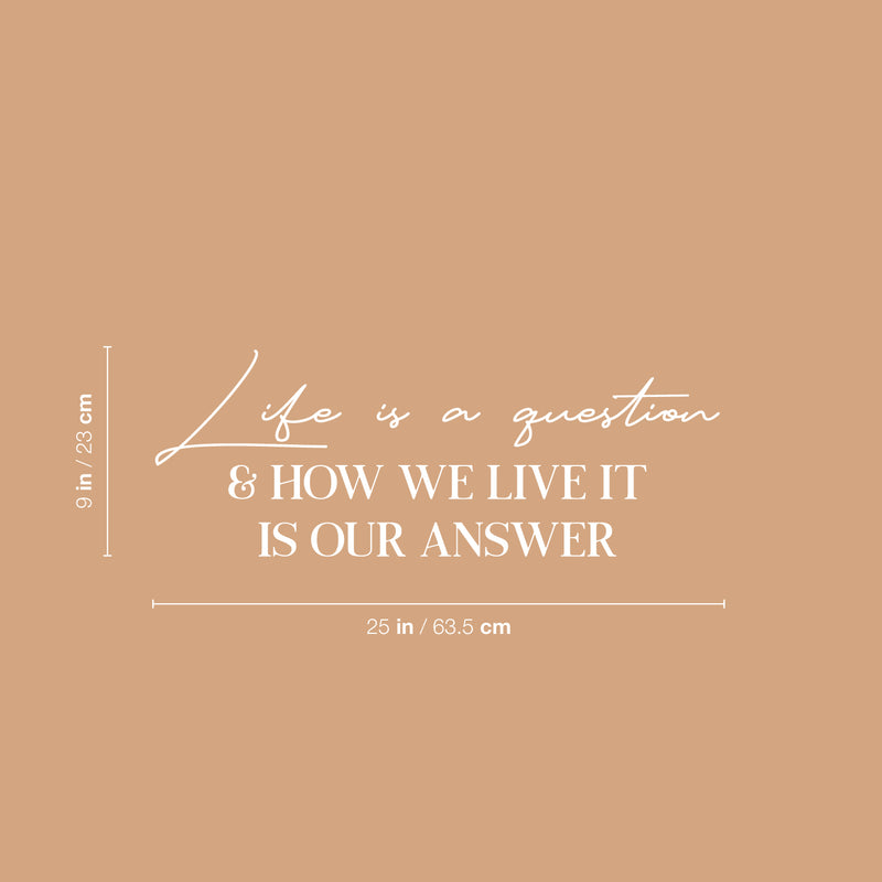 Vinyl Wall Art Decal - Life Is A Question & How We Live It Is Our Answer - 9" x 25" - Optimistic Good Vibes Sticker For Home Bedroom Closet Living Room Office Coffee Shop Decor 4