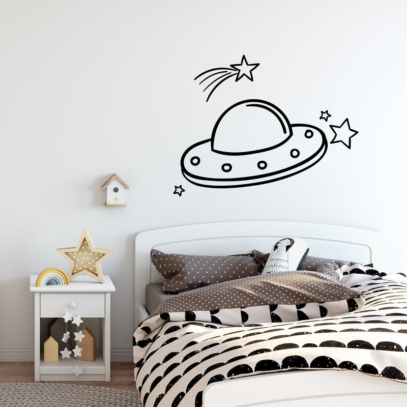 Vinyl Wall Art Decal - Alien Space  - 12" x 16" - Trendy Inspirational Cute Design Sticker For Children Bedroom Home Baby Nursery Daycare Kids Room Decor 3