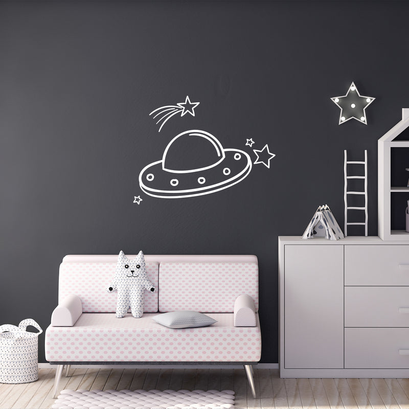 Vinyl Wall Art Decal - Alien Space  - 12" x 16" - Trendy Inspirational Cute Design Sticker For Children Bedroom Home Baby Nursery Daycare Kids Room Decor 3