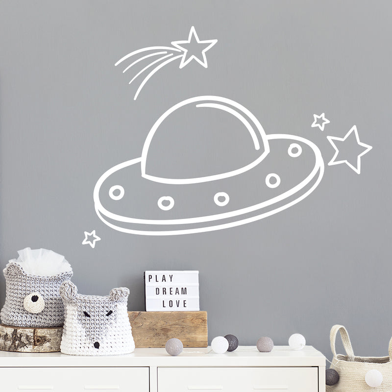 Vinyl Wall Art Decal - Alien Space  - 12" x 16" - Trendy Inspirational Cute Design Sticker For Children Bedroom Home Baby Nursery Daycare Kids Room Decor 2