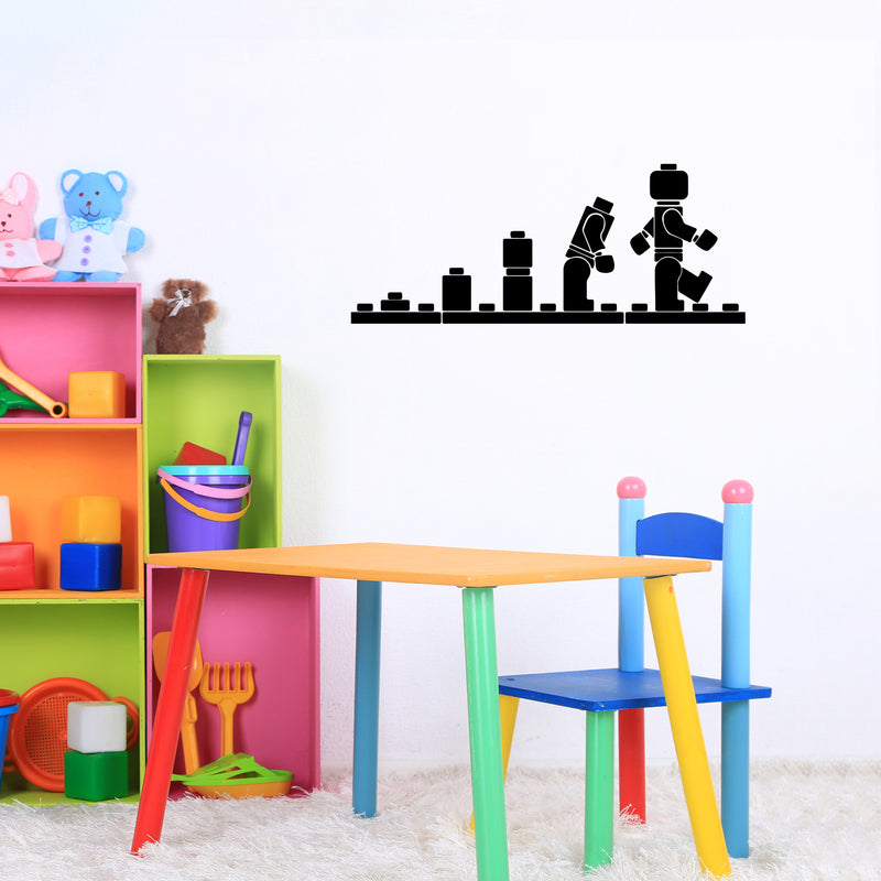 Vinyl Wall Art Decal - Lego Evolution - 15" x 37" - Trendy Inspirational Cute Design Sticker For Children Bedroom Home Baby Nursery Daycare Kids Room Decor 2