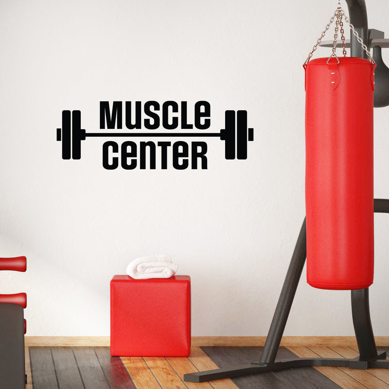 Vinyl Wall Art Decal - Muscle Center - 40" x 14" - Modern Motivational Quote Sticker For Bedroom Exercise Work Office Fitness Center Home Gym Workout Room Decor 2