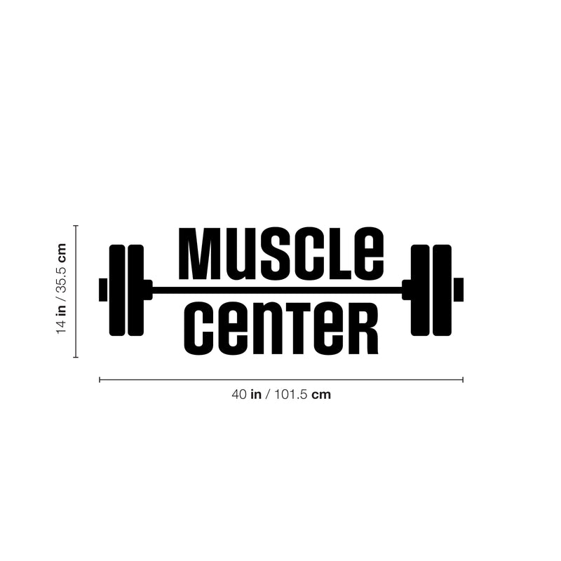 Vinyl Wall Art Decal - Muscle Center - 40" x 14" - Modern Motivational Quote Sticker For Bedroom Exercise Work Office Fitness Center Home Gym Workout Room Decor 4