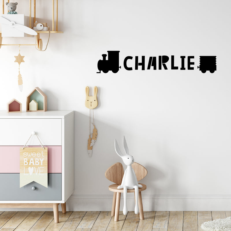 Vinyl Wall Art Decal - Custom Name Train - 27" x 5" - Trendy Inspirational Cute Cloud Design Sticker For Children Bedroom Home Baby Nursery Daycare Kids Room Decor 2