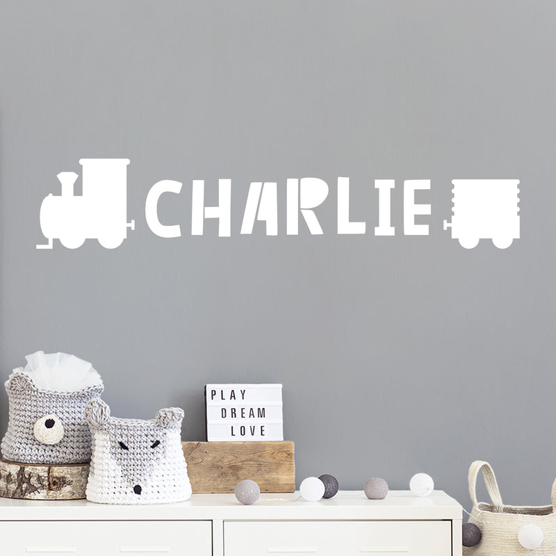 Vinyl Wall Art Decal - Custom Name Train - 27" x 5" - Trendy Inspirational Cute Cloud Design Sticker For Children Bedroom Home Baby Nursery Daycare Kids Room Decor 3