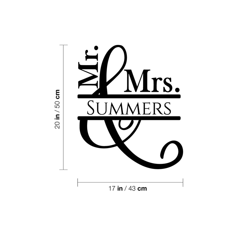 Vinyl Wall Art Decal - Custom Mr. and Mrs. Last Name - 20" x 17" - Modern Sweet Lovely Quote Sticker For Home Couples Bedroom Entry Door Windows Wedding Reception Banquet Hall Decor 4