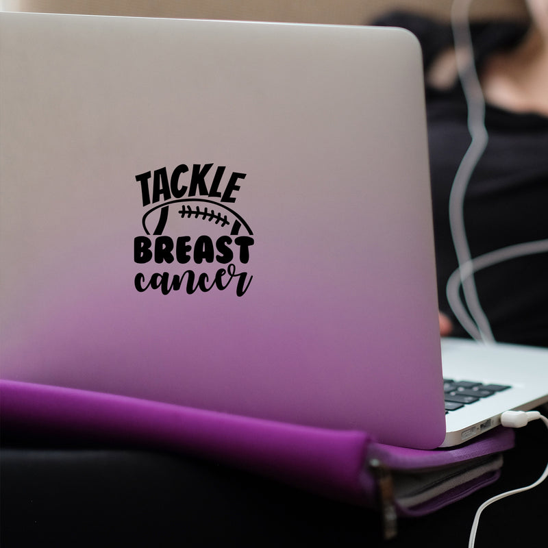 Vinyl Wall Art Decal - Tackle Breast Cancer - 5" x 4.5" - Inspirational Motivational Stickers For Home Office Laptop Mugs Thermos Notebook Bumper Sticker Decor 2