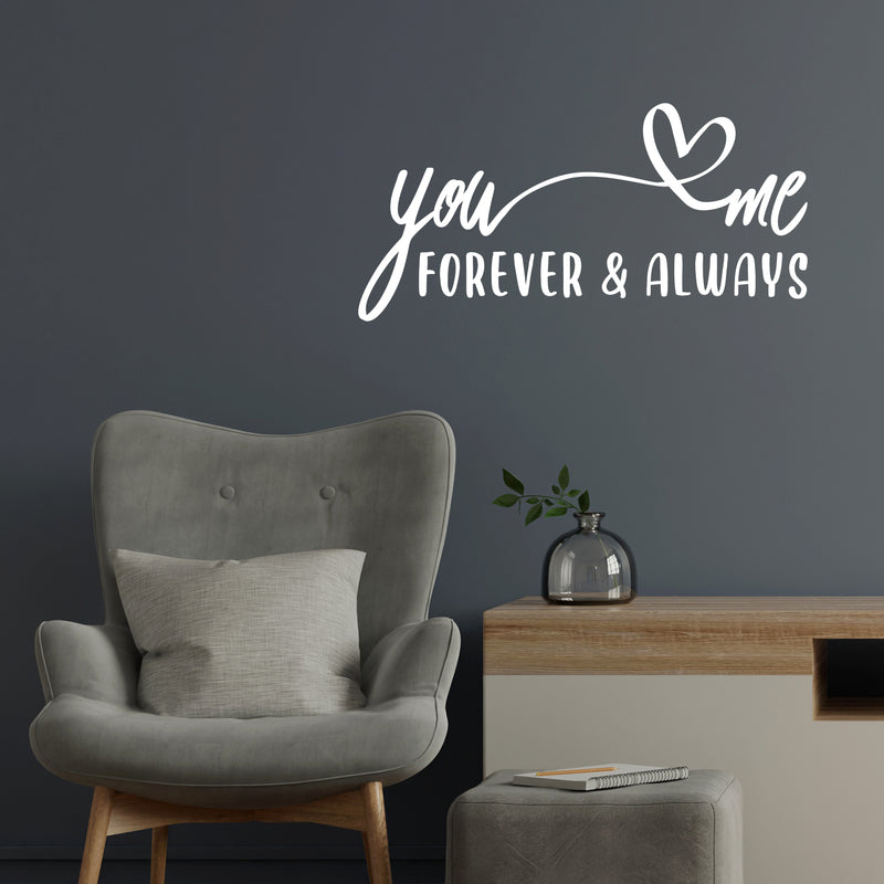 Vinyl Wall Art Decal - You Me Forever & Always - 7" x 14" - Modern Sweet Lovely Heart Shape Design Quote Sticker For Home Couples Bedroom Family Room Playroom Office Coffee Shop Decor 3