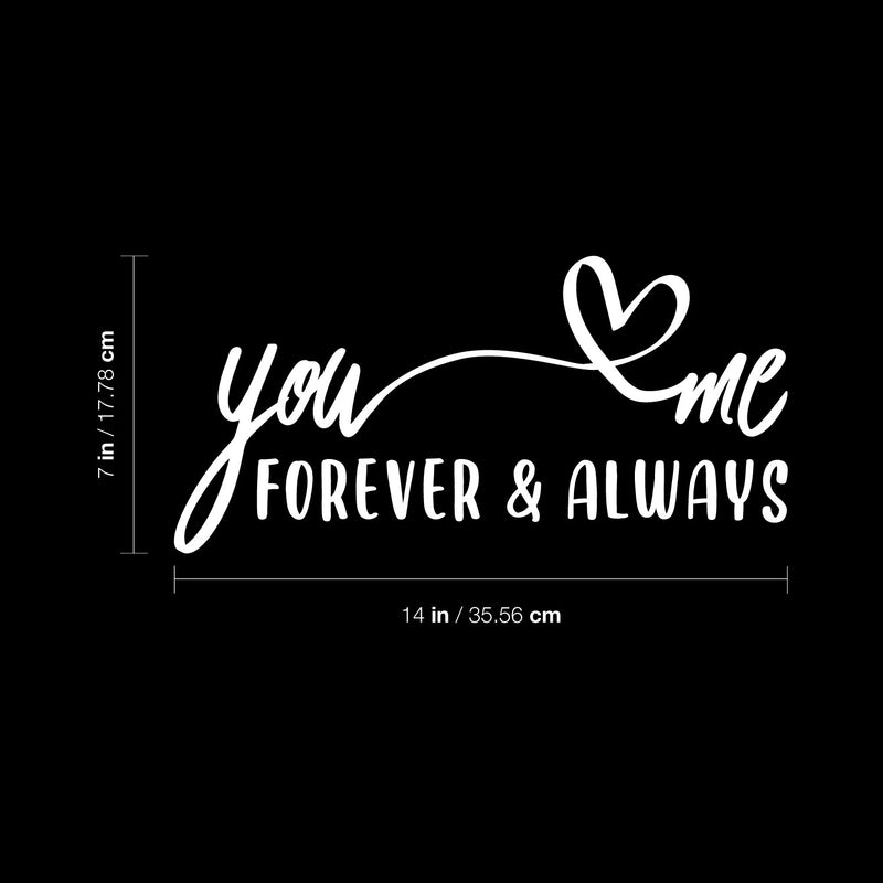 Vinyl Wall Art Decal - You Me Forever & Always - 7" x 14" - Modern Sweet Lovely Heart Shape Design Quote Sticker For Home Couples Bedroom Family Room Playroom Office Coffee Shop Decor 4