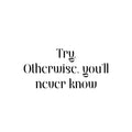 Vinyl Wall Art Decal - Try Otherwise You'll Never Know - 11. Trendy Positive Lifestyle Quote Sticker For Home Bedroom Living Room School Classroom Office Gym Fitness Decor 1