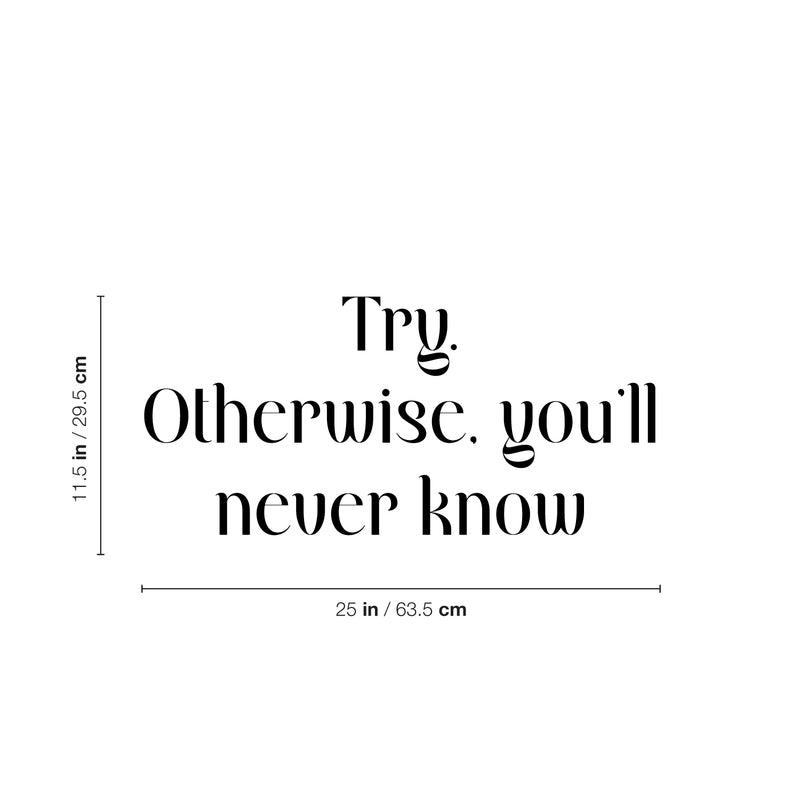 Vinyl Wall Art Decal - Try Otherwise You'll Never Know - 11. Trendy Positive Lifestyle Quote Sticker For Home Bedroom Living Room School Classroom Office Gym Fitness Decor 4