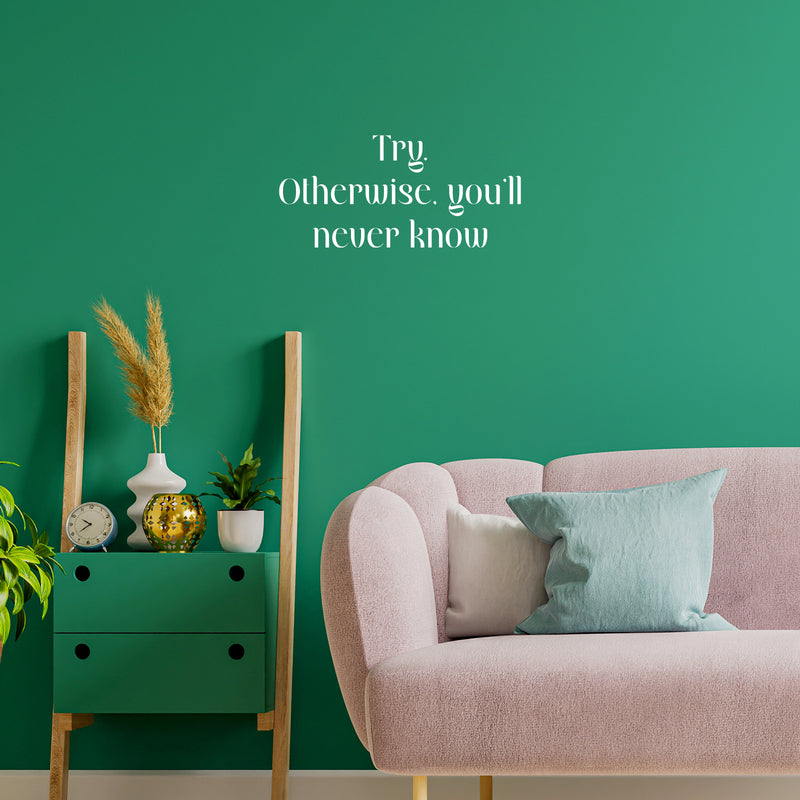 Vinyl Wall Art Decal - Try Otherwise You'll Never Know - 11. Trendy Positive Lifestyle Quote Sticker For Home Bedroom Living Room School Classroom Office Gym Fitness Decor 5