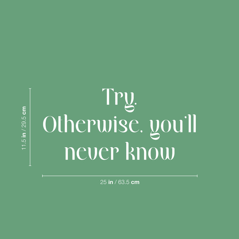 Vinyl Wall Art Decal - Try Otherwise You'll Never Know - 11.5" x 25" - Trendy Positive Lifestyle Quote Sticker For Home Bedroom Living Room School Classroom Office Gym Fitness Decor 4