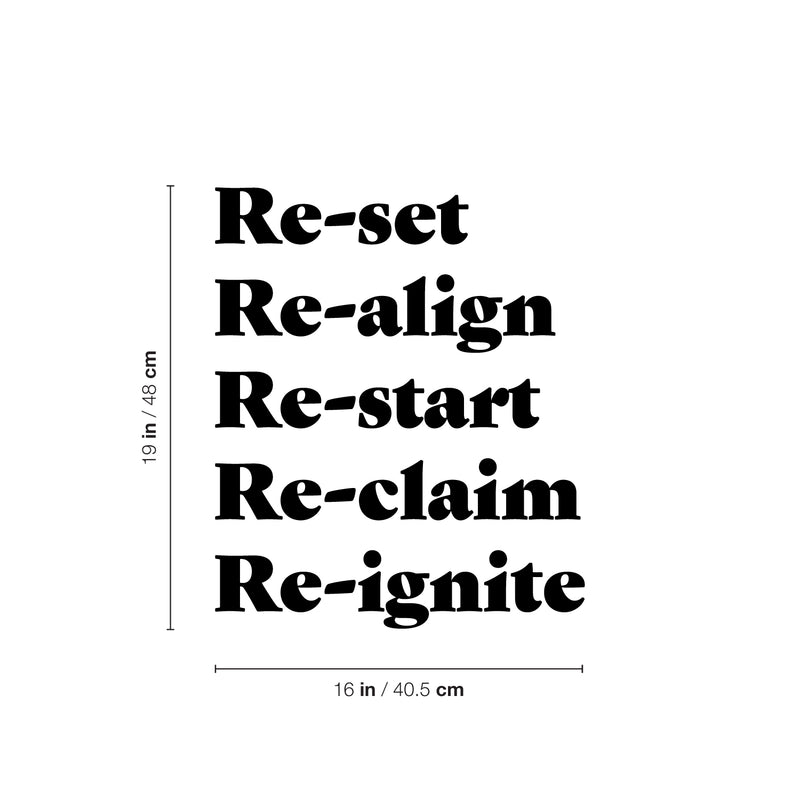 Vinyl Wall Art Decal - Re-set Re-align Re-start - 19" x 16" - Modern Motivational Self Love Quote Sticker For Home Bedroom Window Office Therapy Living Room Mirror Decor 4