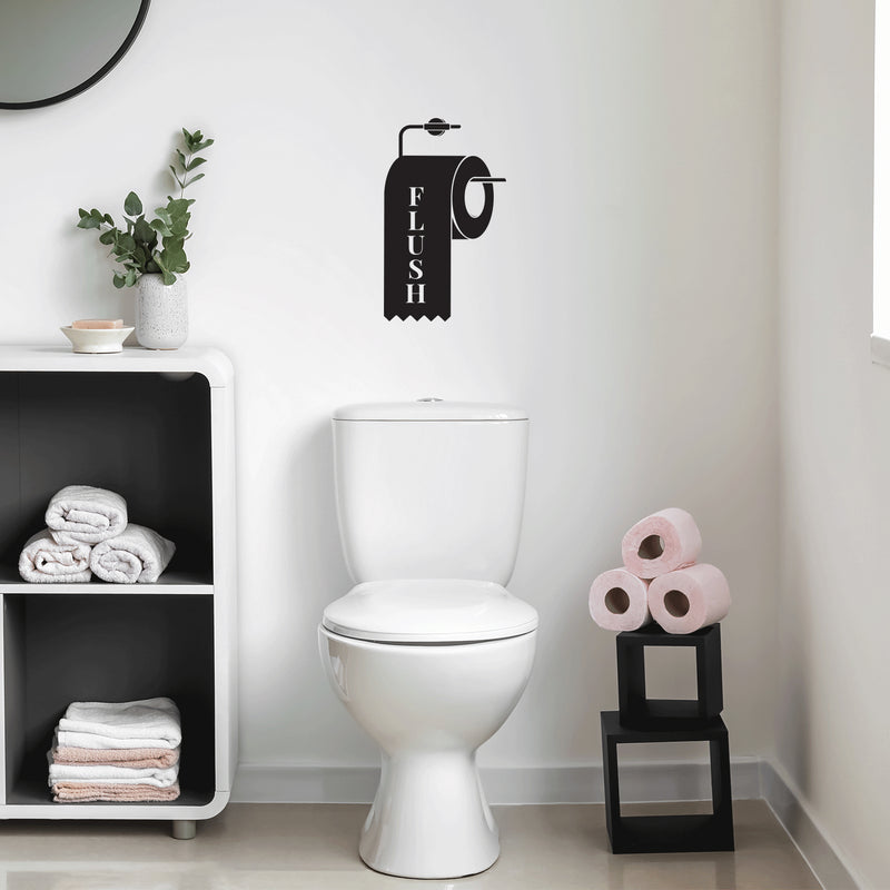 Vinyl Wall Art Decal - Flush Silhouette - Toiler Paper Shape Funny Sarcastic Quote Sticker For Home Bedroom Kids Room Restroom Bathroom Decor 2