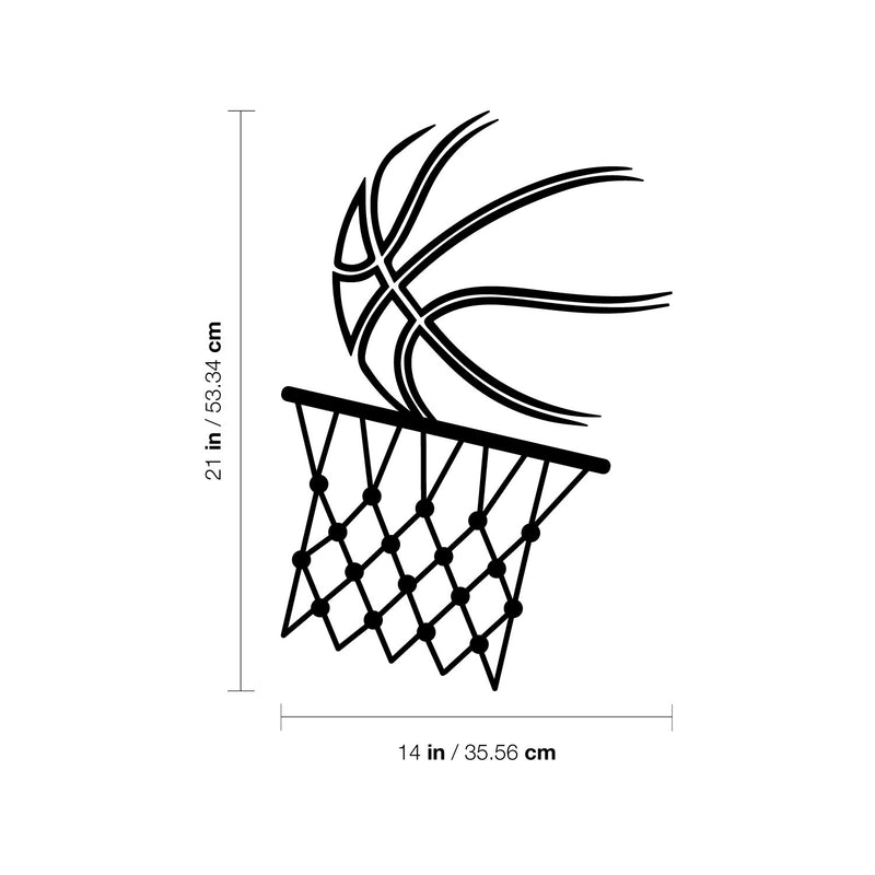 Vinyl Wall Art Decal - Basketball Ball & Hoop - Trendy Sports Positive Fun Cool Design Sticker For Home Kids Room School College Office Sport Bar Storefront Decor 4