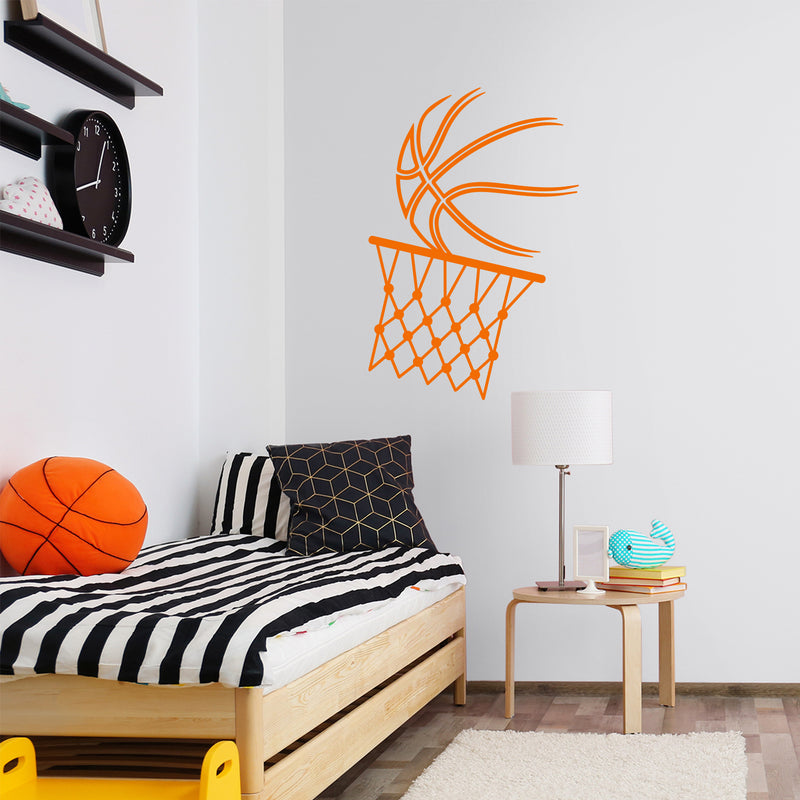 Vinyl Wall Art Decal - Basketball Ball & Hoop - Trendy Sports Positive Fun Cool Design Sticker For Home Kids Room School College Office Sport Bar Storefront Decor 5